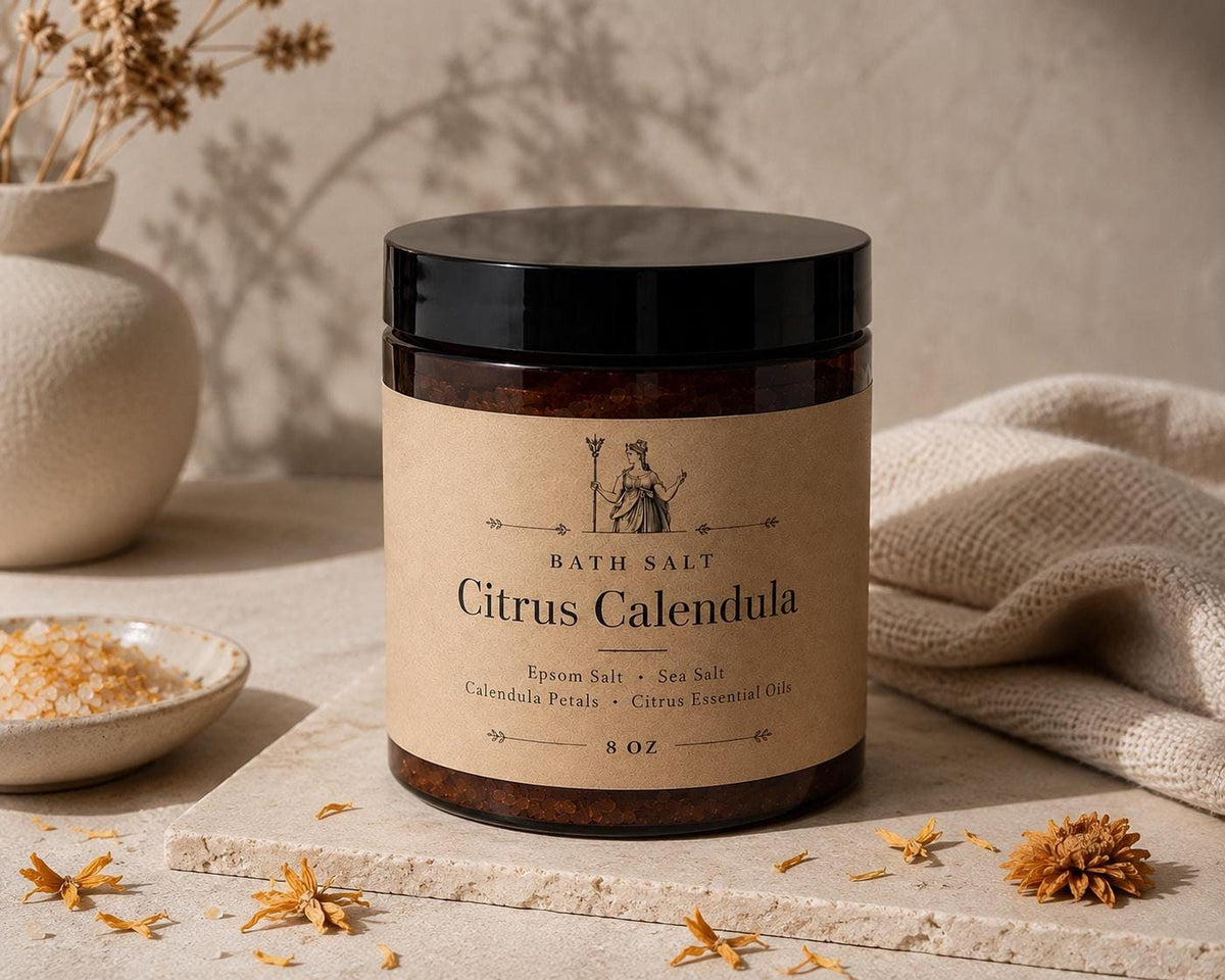 Bath Salt Gift Set, Citrus Calendula and Honey Oat Soap