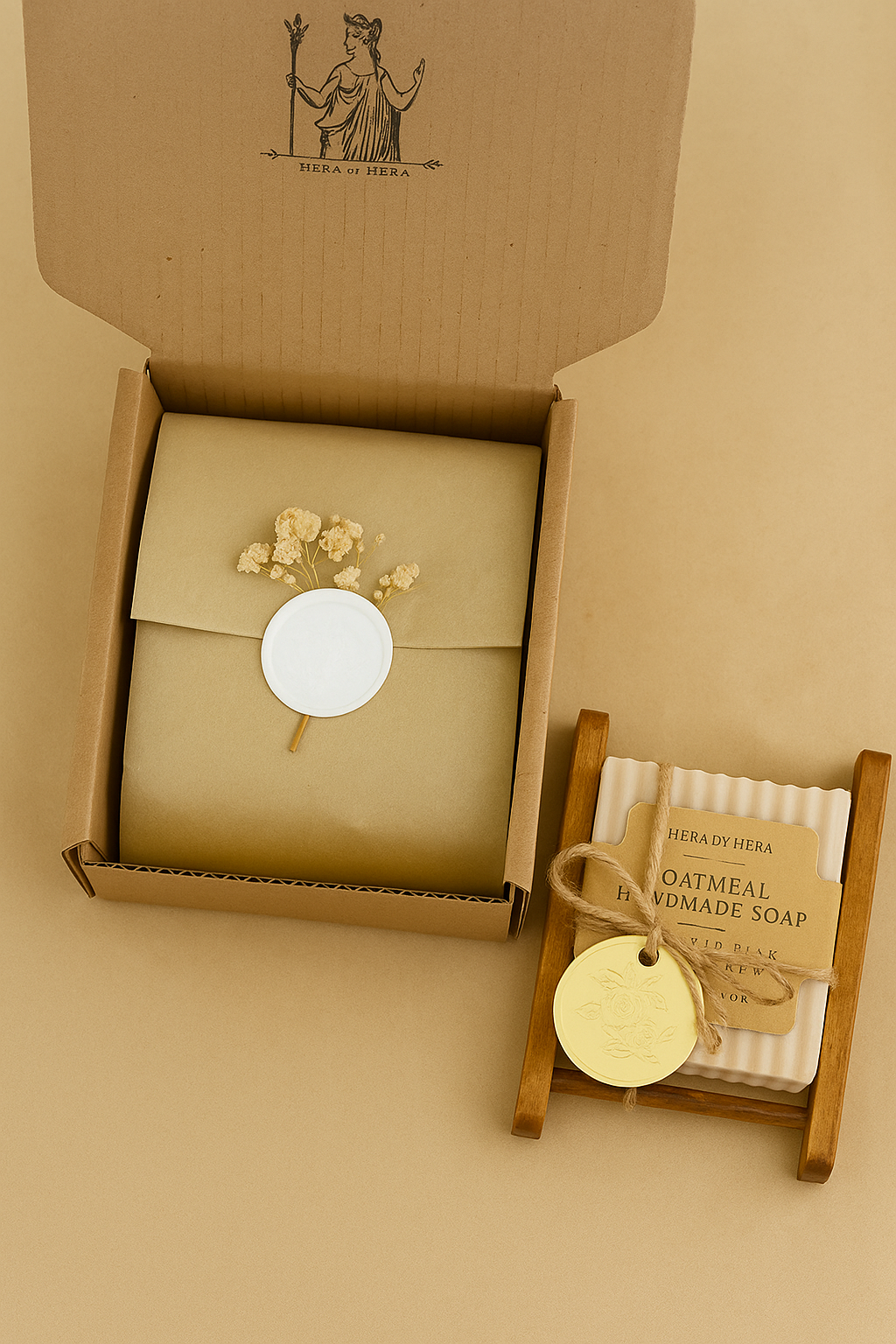 Oat & Gold Duo – Handmade Oatmeal Soap with 24K inspired Gold Flakes + Bamboo Rest