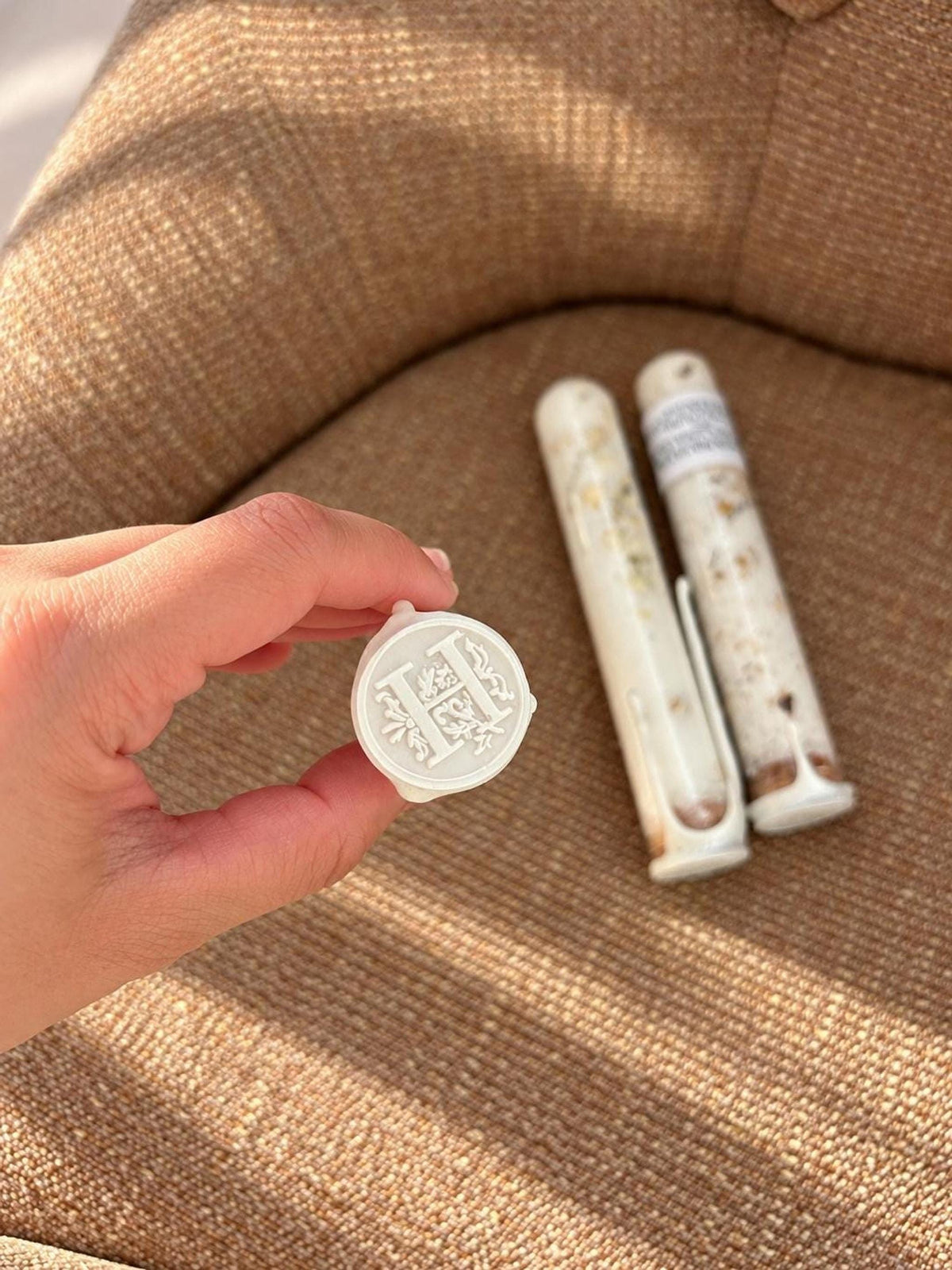 Bath Salt Tube, Glass Floral with Natural Cork and Wax Seal