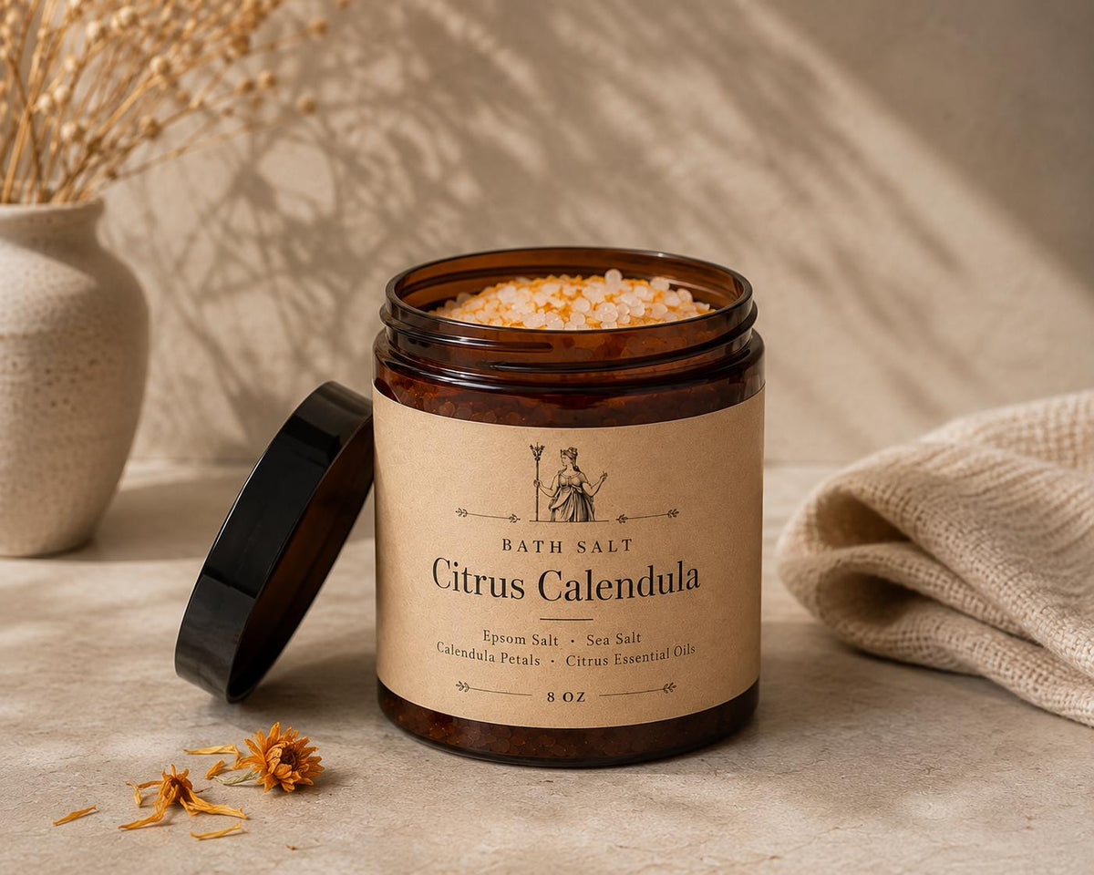 Citrus Calendula Bath Gift Set | Bath Salts and Honey Oat Goat Milk Soap