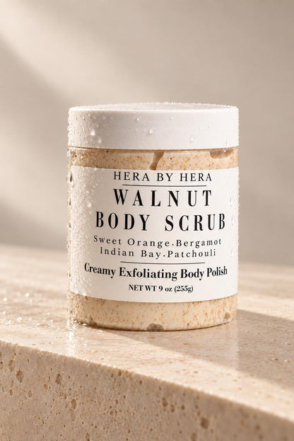 Body Scrub and Candle Gift Set | Cozy Self Care Gift Box | Walnut Body Polish | Relaxing Bath Gift for Her