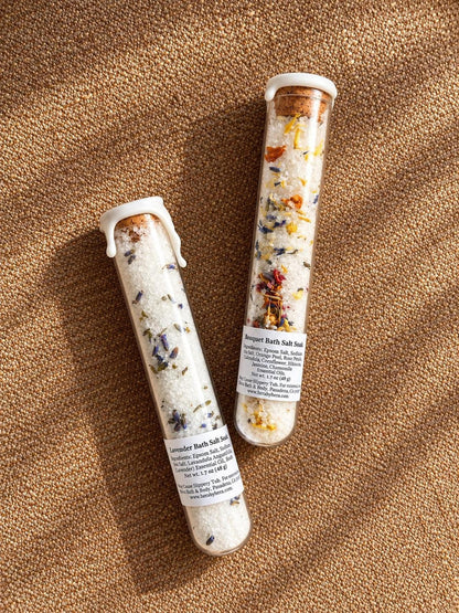 Bath Salt Tube, Glass Floral with Natural Cork and Wax Seal
