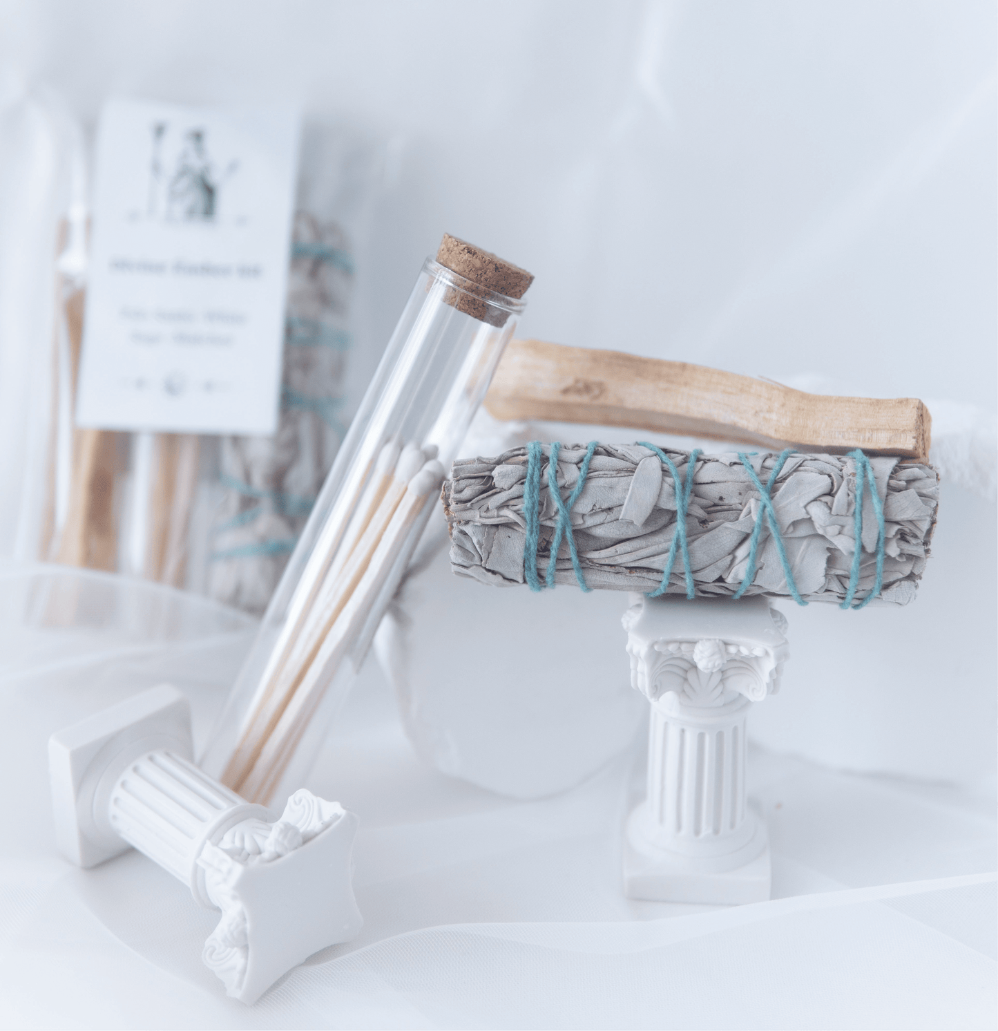 Sacred Smoke Trio– Sage, Palo Santo and Matches Kit.