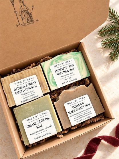 Soap Variety Set, Natural Bath Collection in Kraft Gift Box