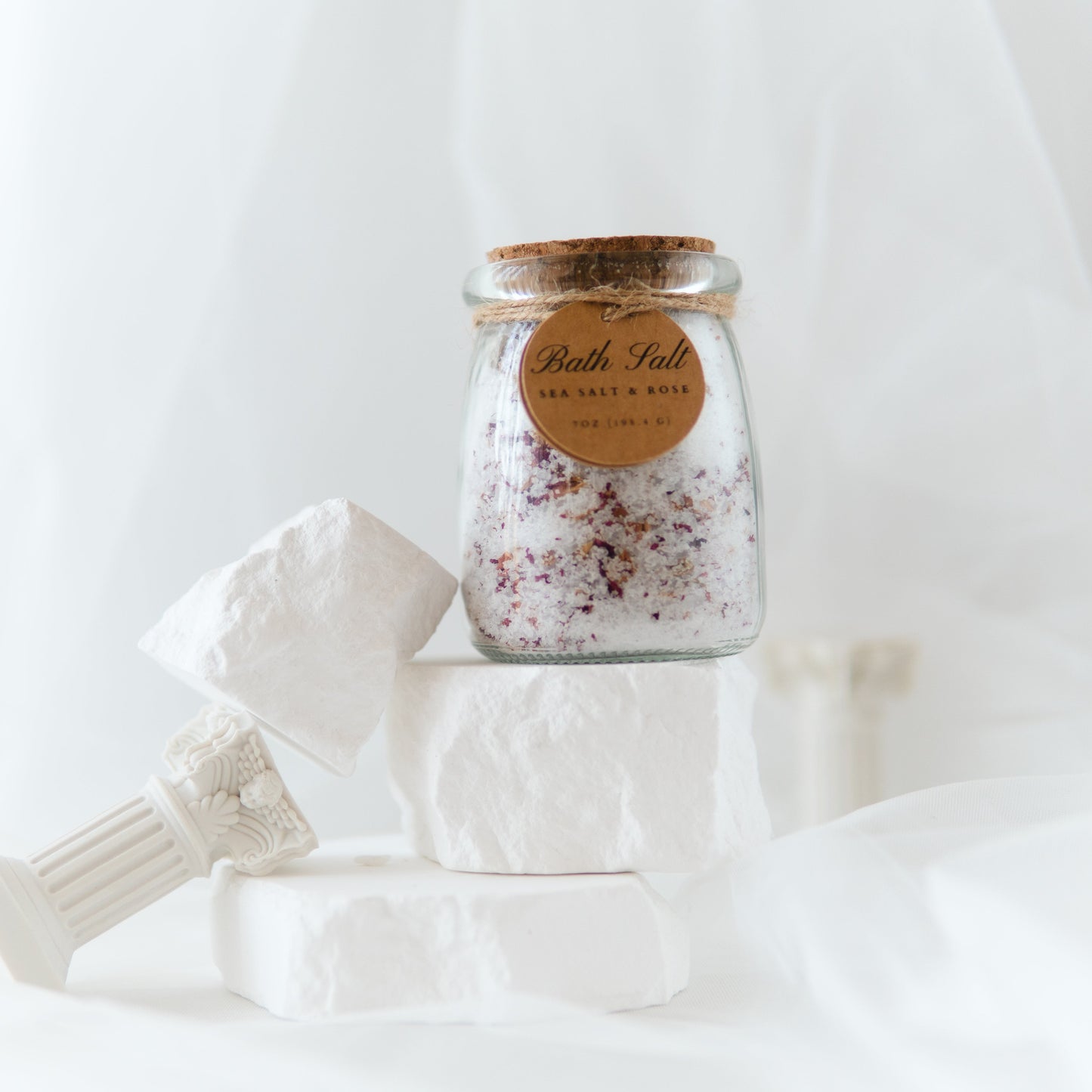 Botanical Epsom salt Bath Soak Gift Set with Glass Jar and Bamboo Spoon