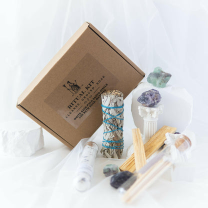 Divine Ritual Kit – Lavender Bath Salt Shot, Palo Santo, Sage & Long Matches.