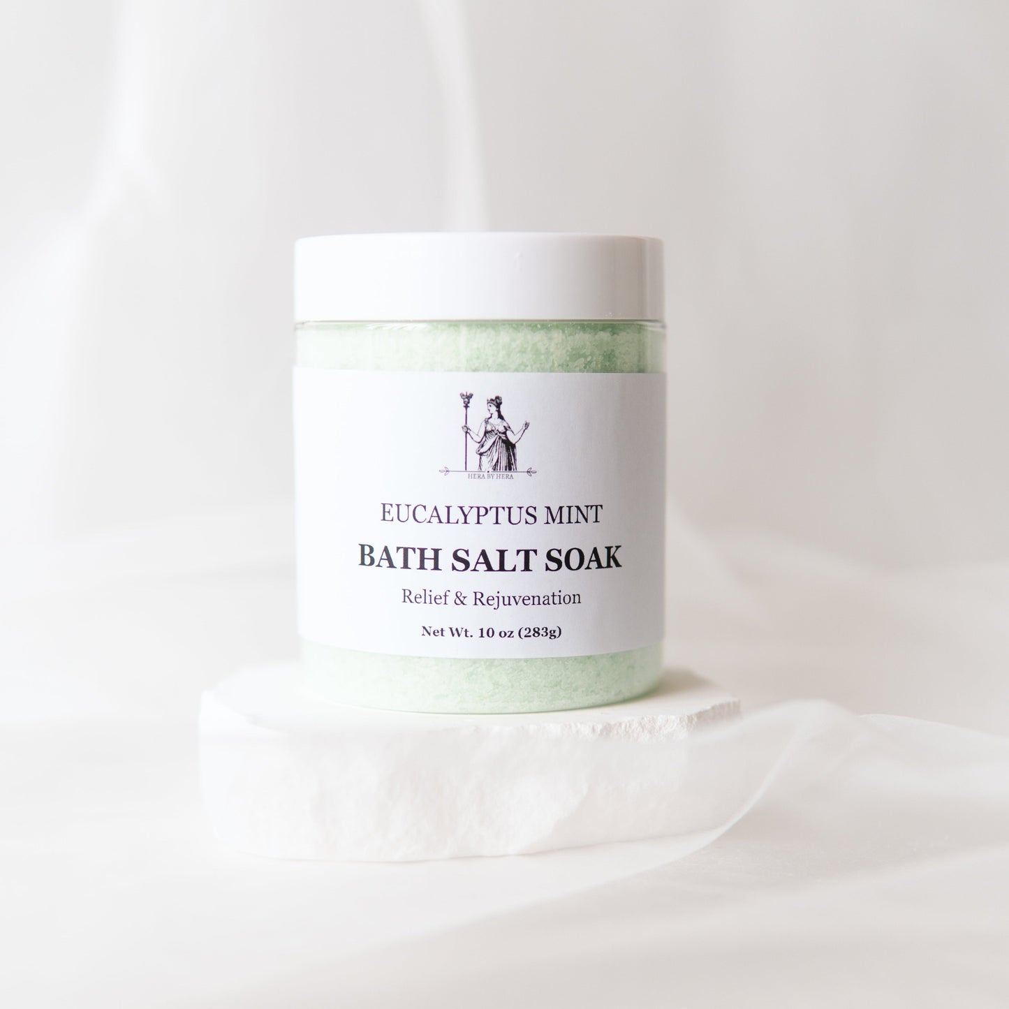 Eucalyptus Peppermint Epsom Salt Bath Set jar on a soft white background. Gifts For Her