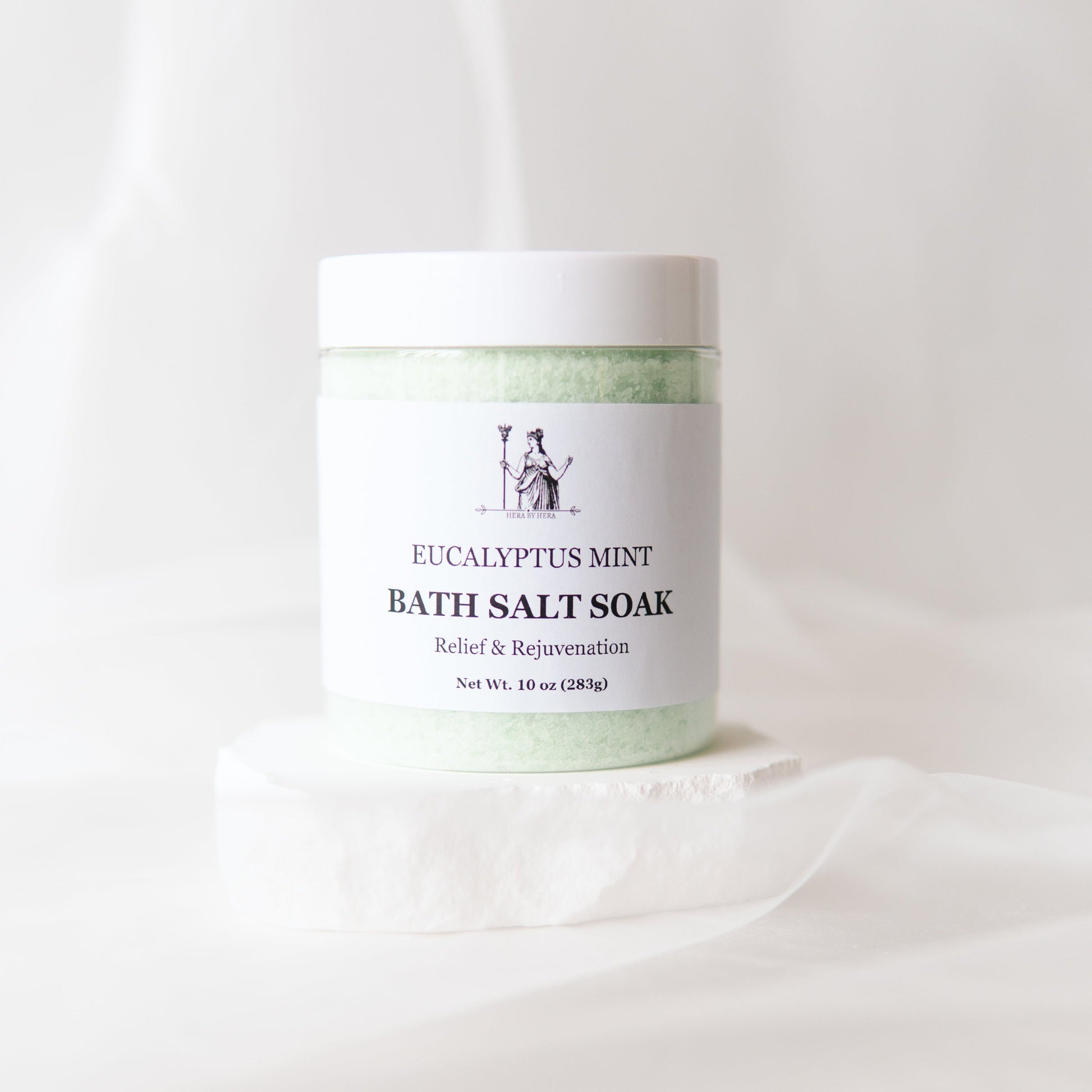 Eucalyptus Peppermint Epsom Salt Bath Set jar on a soft white background. Gifts For Her
