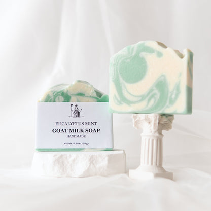 Eucalyptus Epsom Salt Bath Set with Eucalyptus Mint Goat Milk Soap.