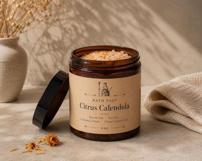 Bath Salt Gift Set, Citrus Calendula and Honey Oat Soap