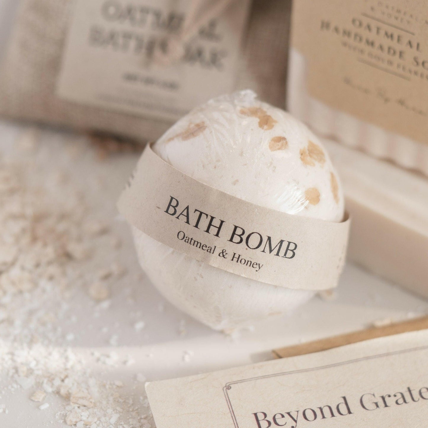 The Luxe Oatmeal Milk and Honey Bath Spa Box with bath bomb, soap, candles, and accessories for elevated self-care. Gift For Her