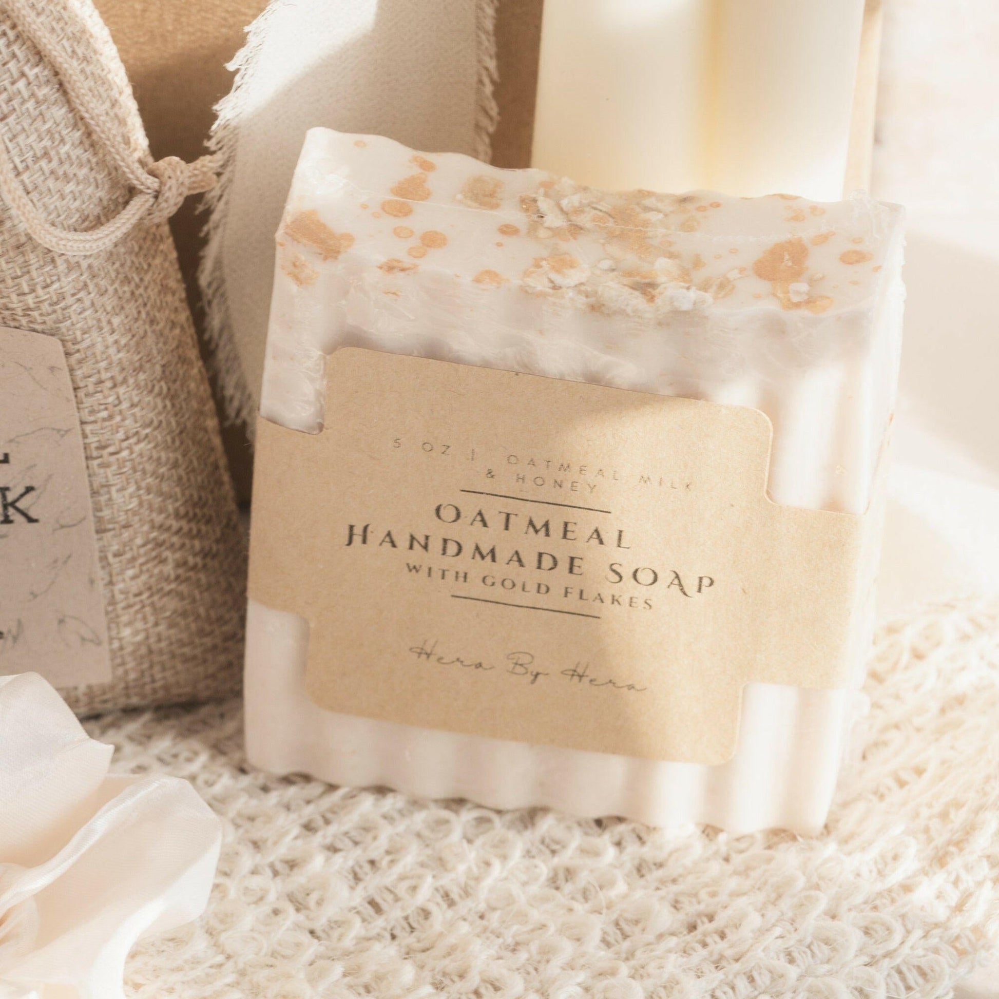 The Luxe Oatmeal Milk and Honey Bath Spa Box with bath bomb, soap, candles, and accessories for elevated self-care. Gift For Her
